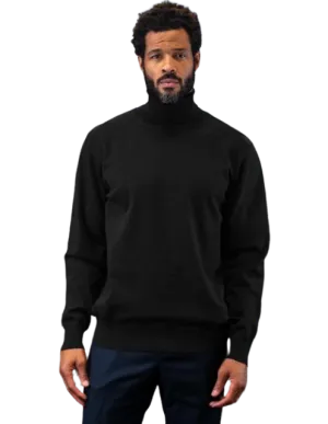 LaVane Men's Black Turtleneck Long Sleeves Sweaters Light Blend Regular-Fit