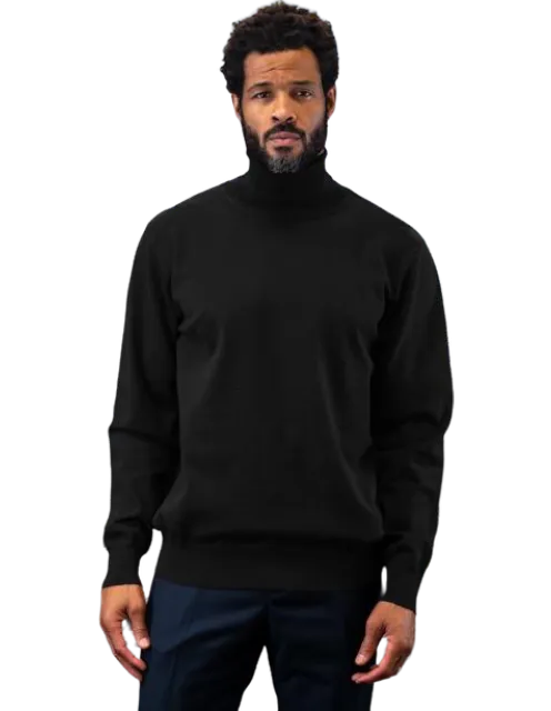 LaVane Men's Black Turtleneck Long Sleeves Sweaters Light Blend Regular-Fit