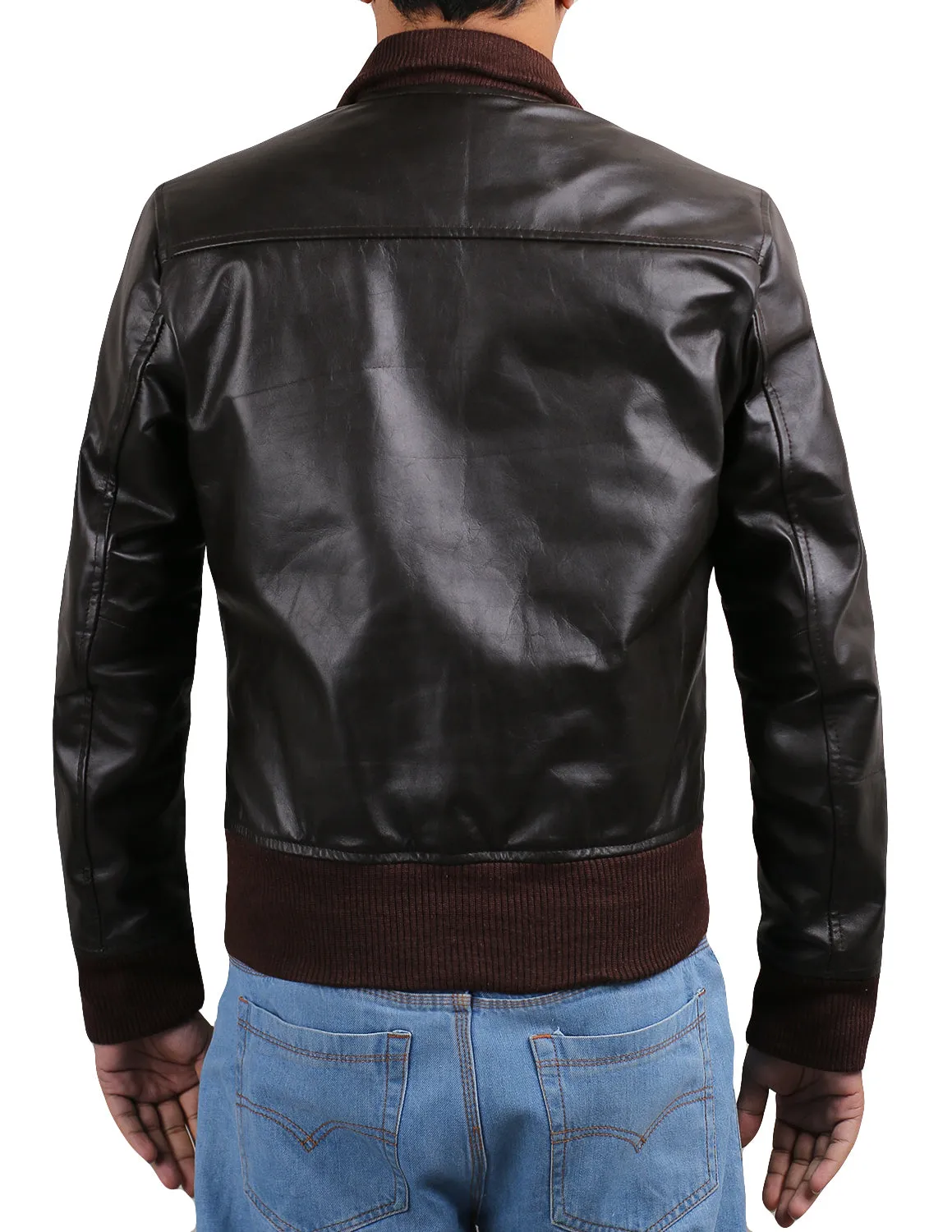 Leather Jackets Hub Mens Genuine Cowhide Leather Jacket (Black, Bomber Jacket) - 1501088