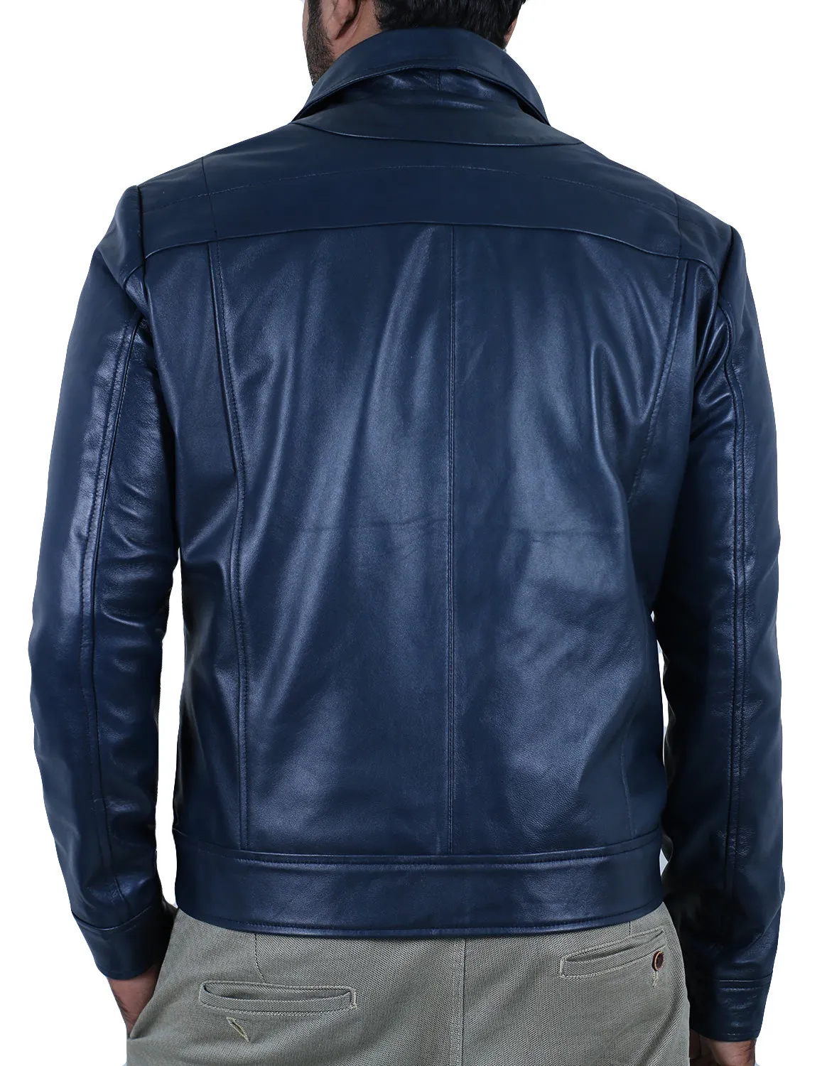 Leather Jackets Hub Mens Genuine Lambskin Leather Jacket (Black, Aviator Jacket) - 1501013