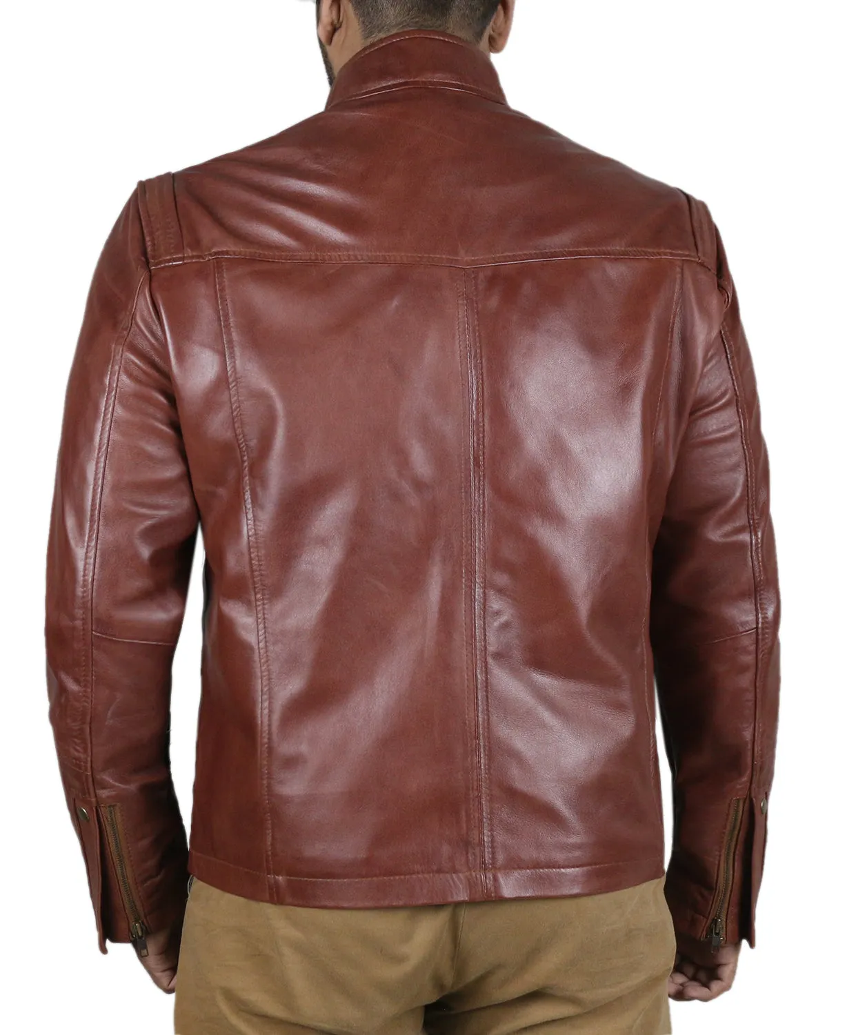 Leather Jackets Hub Mens Genuine Lambskin Leather Jacket (Black, Racer Jacket) - 1501489