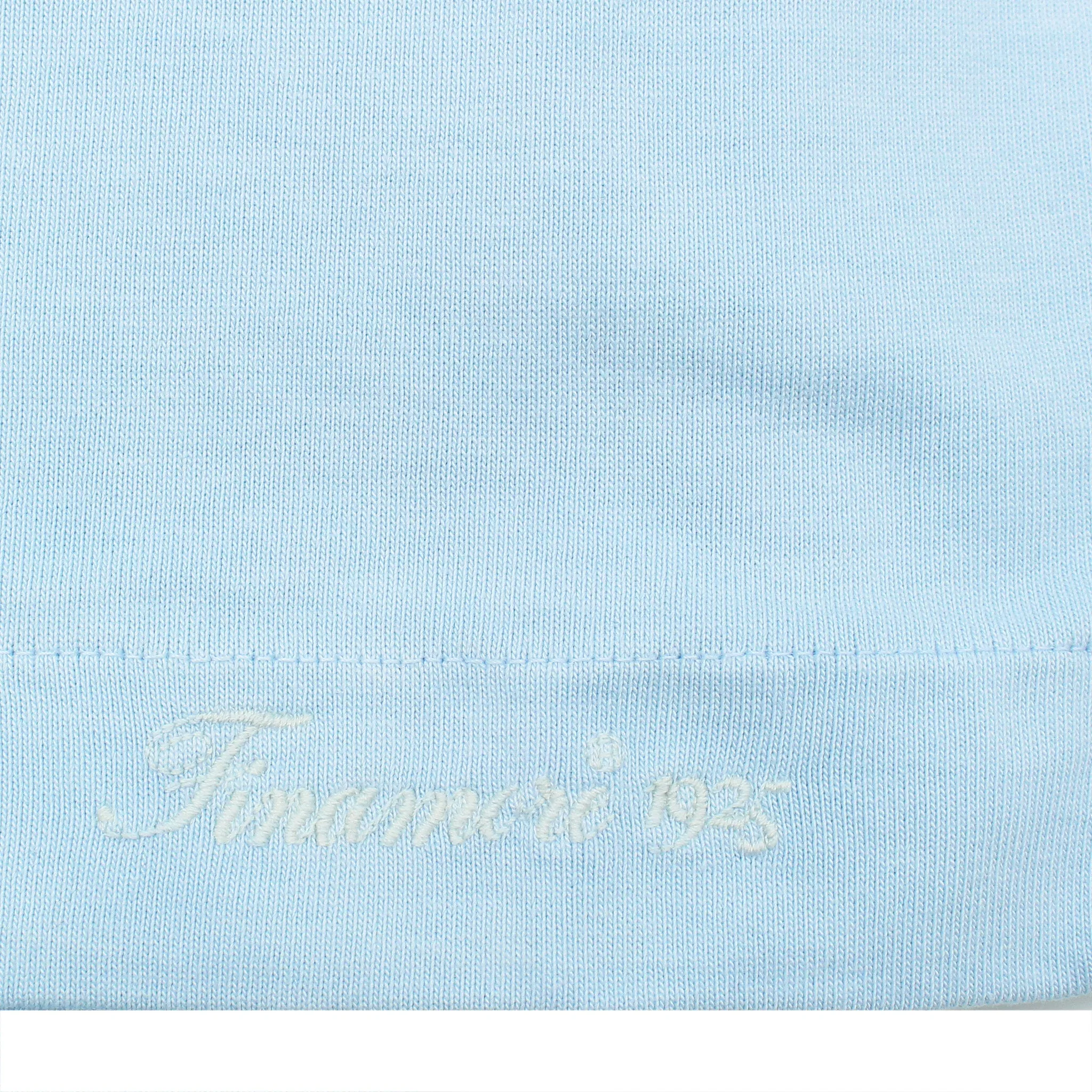 Light blu garment dyed cotton T-shirt with Finamore 1925 logo