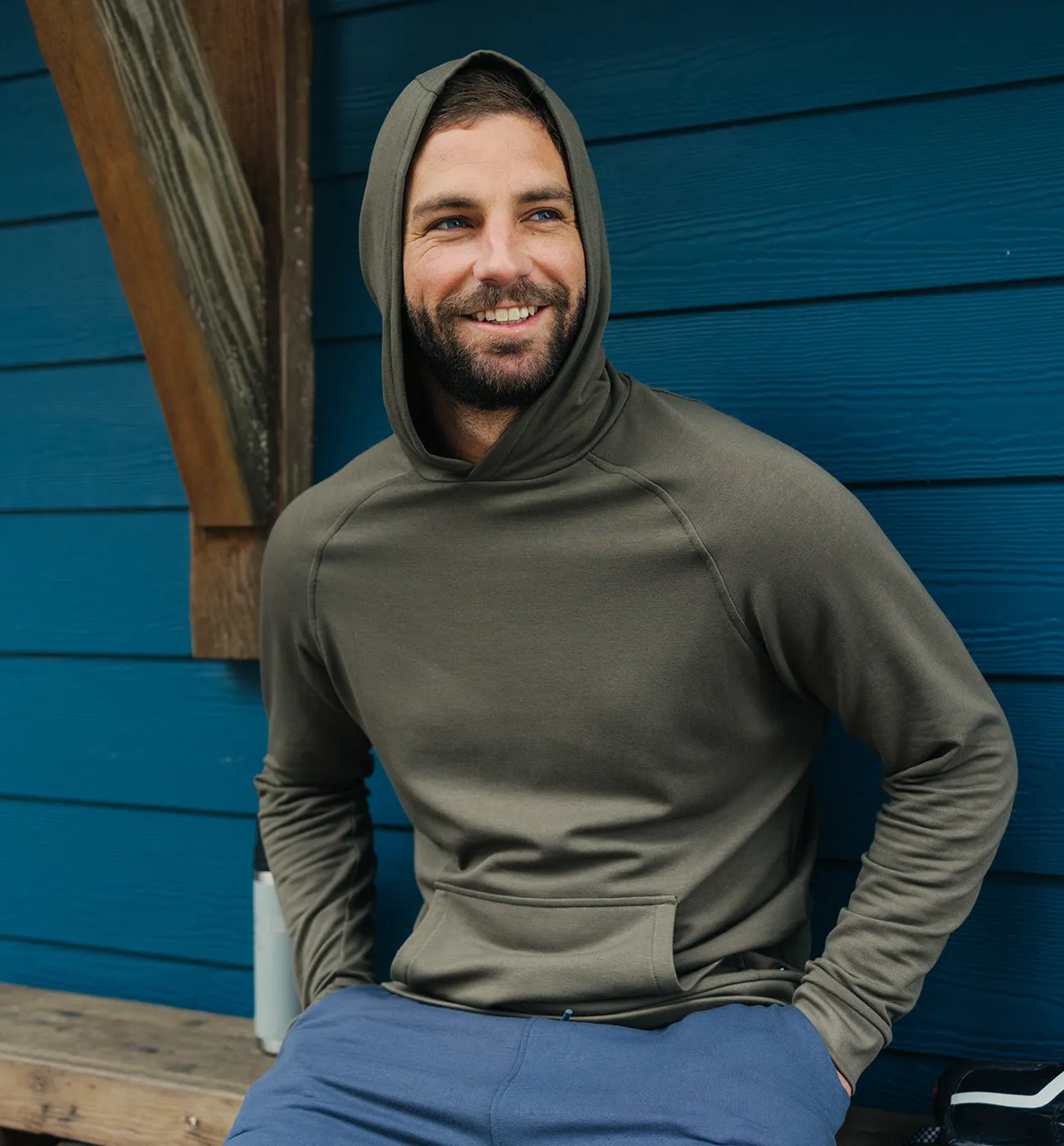 Men's Bamboo Lightweight Fleece Hoodie - Black Sand