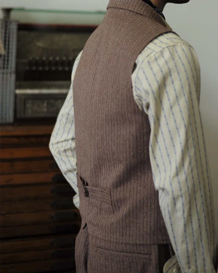 Mock Twill Pinstriped Vest Brown