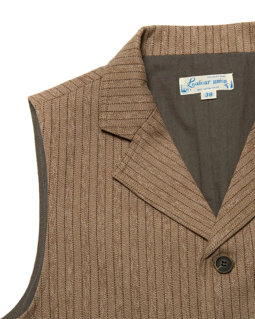 Mock Twill Pinstriped Vest Brown