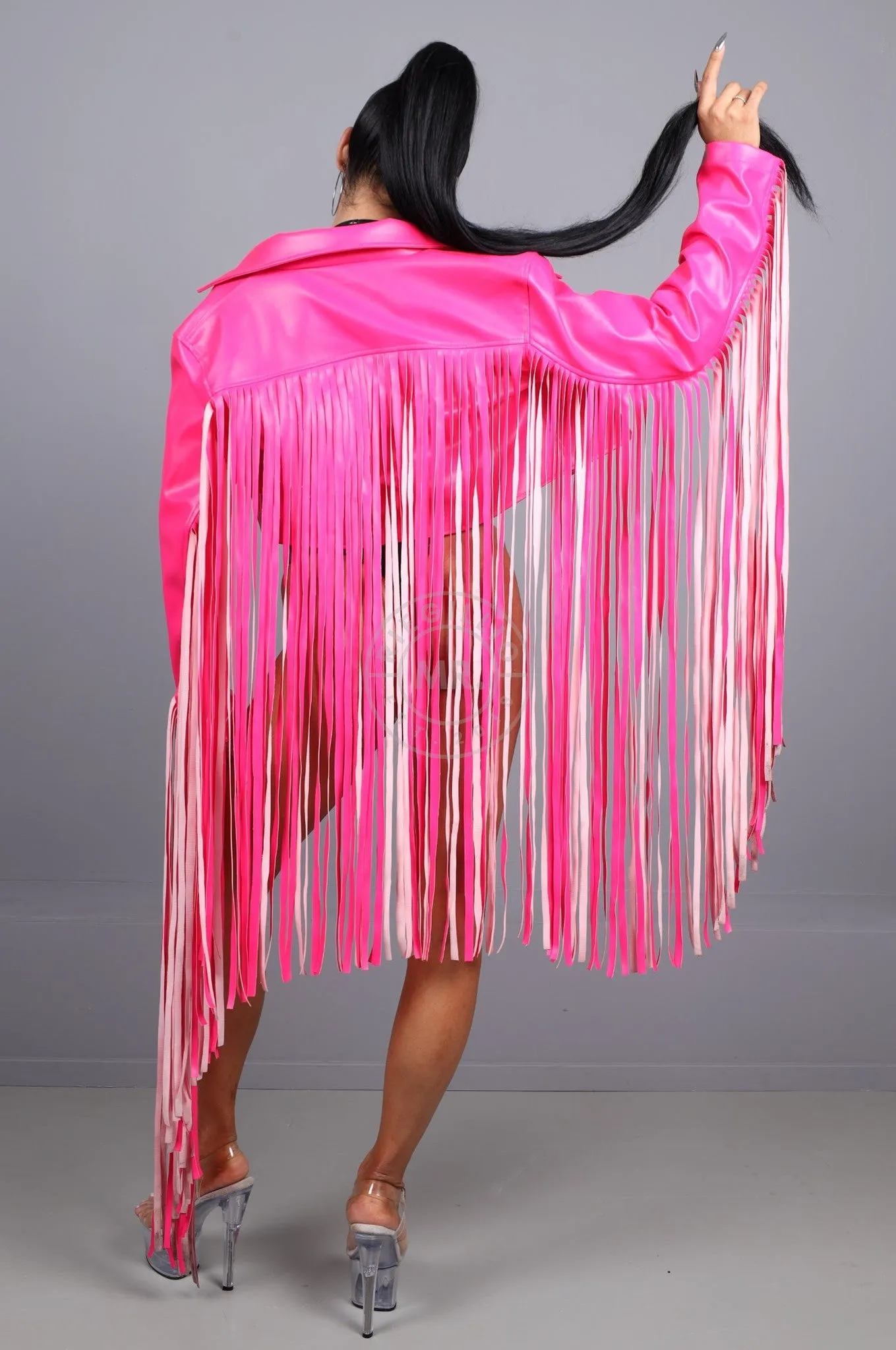 MR. Cropped Fringe Jacket - Neon Pink