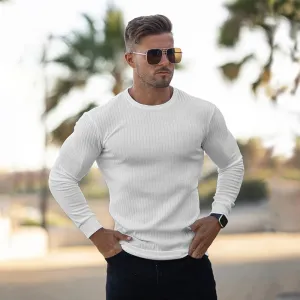 Muscleguys Autumn Fashion Thin Sweaters Men Long Sleeve Pullovers Man O-Neck Solid Slim Fit Sweaters Knitting Tops pull homme