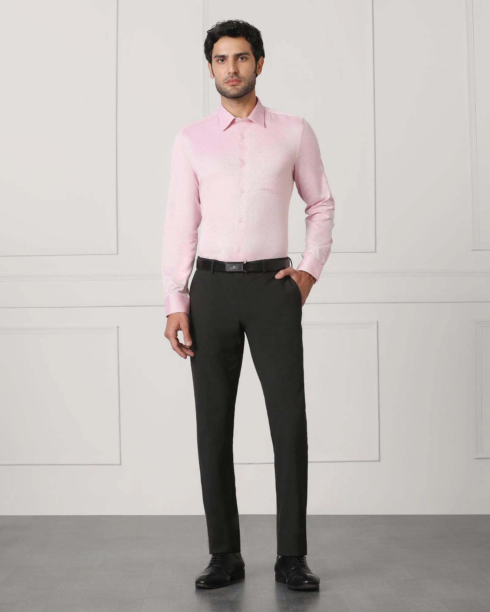 Must Haves Slim Fit B-91 Formal Charcoal Solid Trouser - Travis