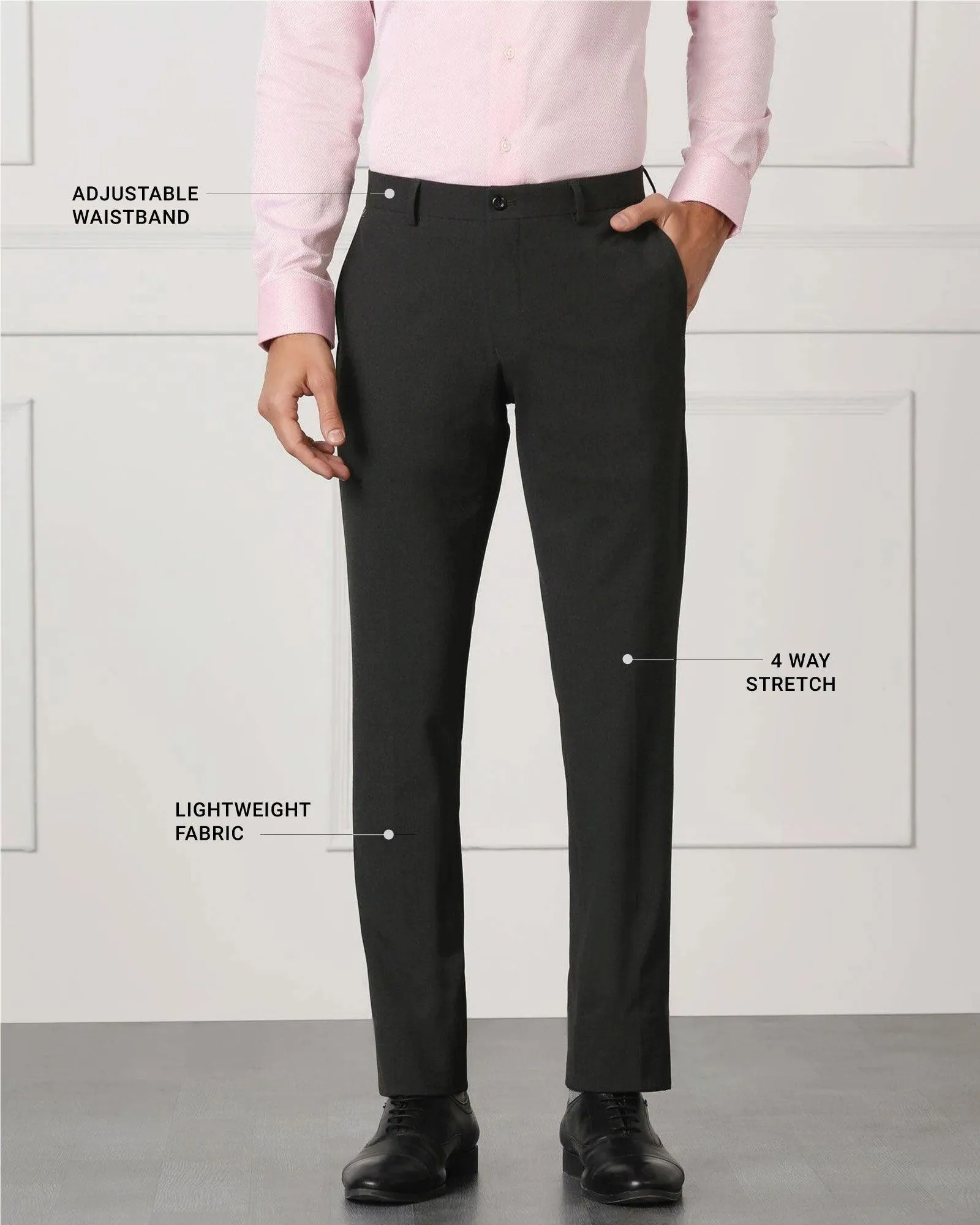 Must Haves Slim Fit B-91 Formal Charcoal Solid Trouser - Travis