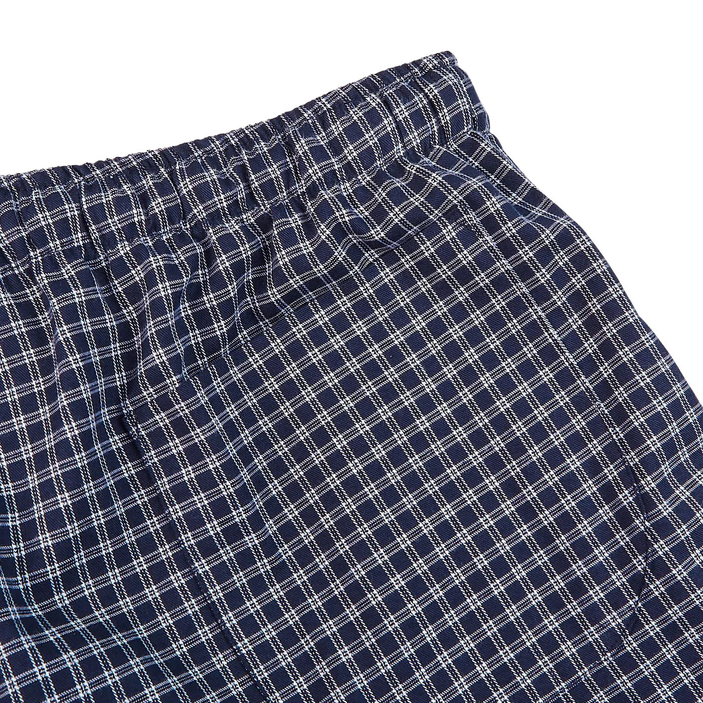 Navy Checked Cotton Lounge Bottoms