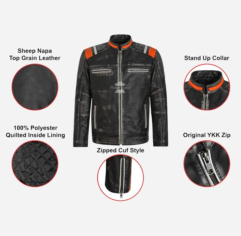 Nomadic Waxed Vintage Men's Biker Leather Jacket