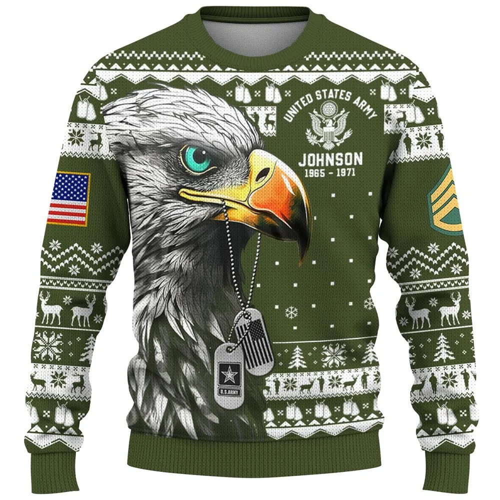 Personalized Military Christmas Ugly Sweater Gift For Soldier Veterans K1702