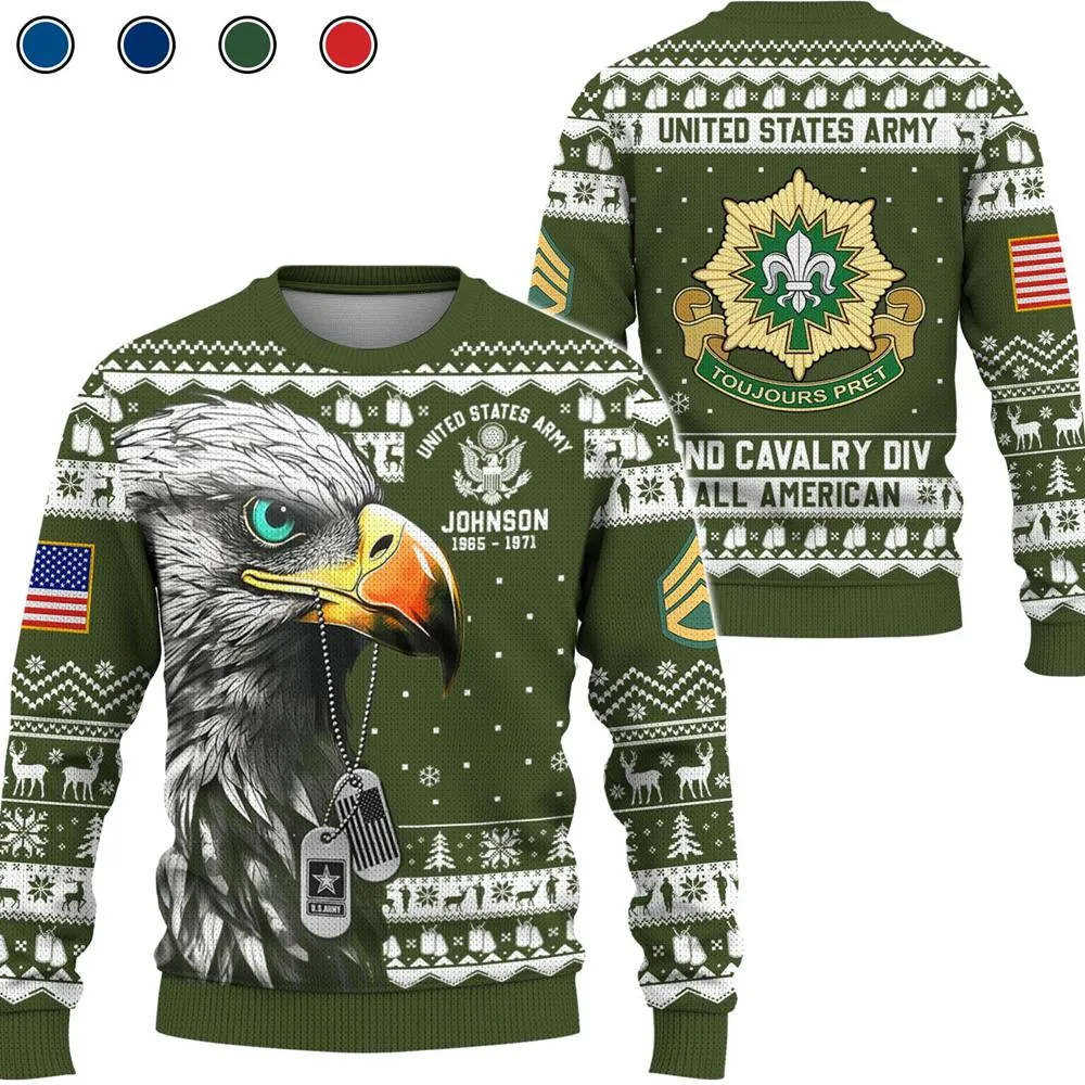 Personalized Military Christmas Ugly Sweater Gift For Soldier Veterans K1702