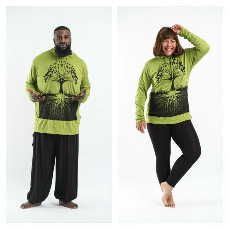 Plus Size Unisex Tree of Life Hoodie in Lime