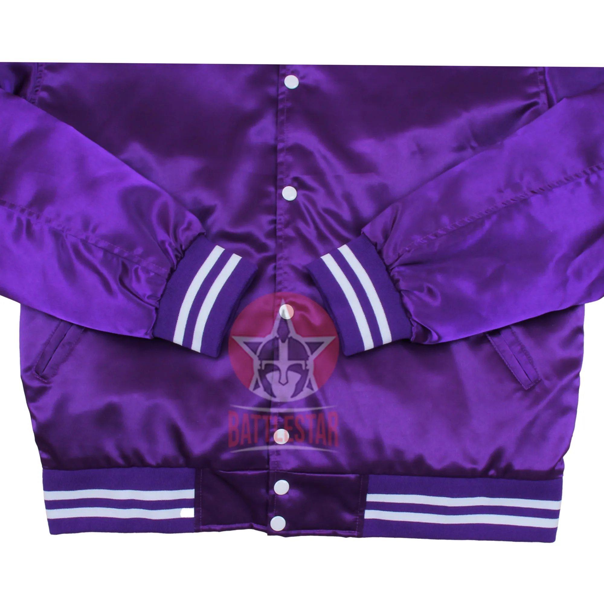 Purple Satin Varsity Baseball Jacket Purple White Rib