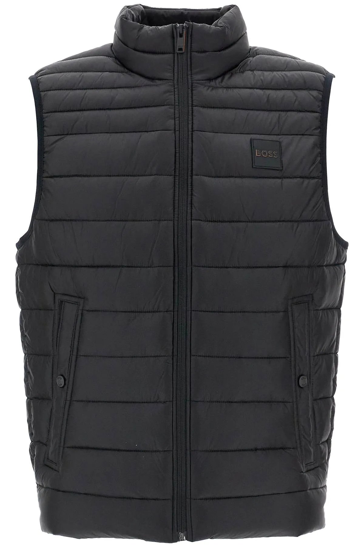 Quilted-Panel Stand-Collar Nylon Vest