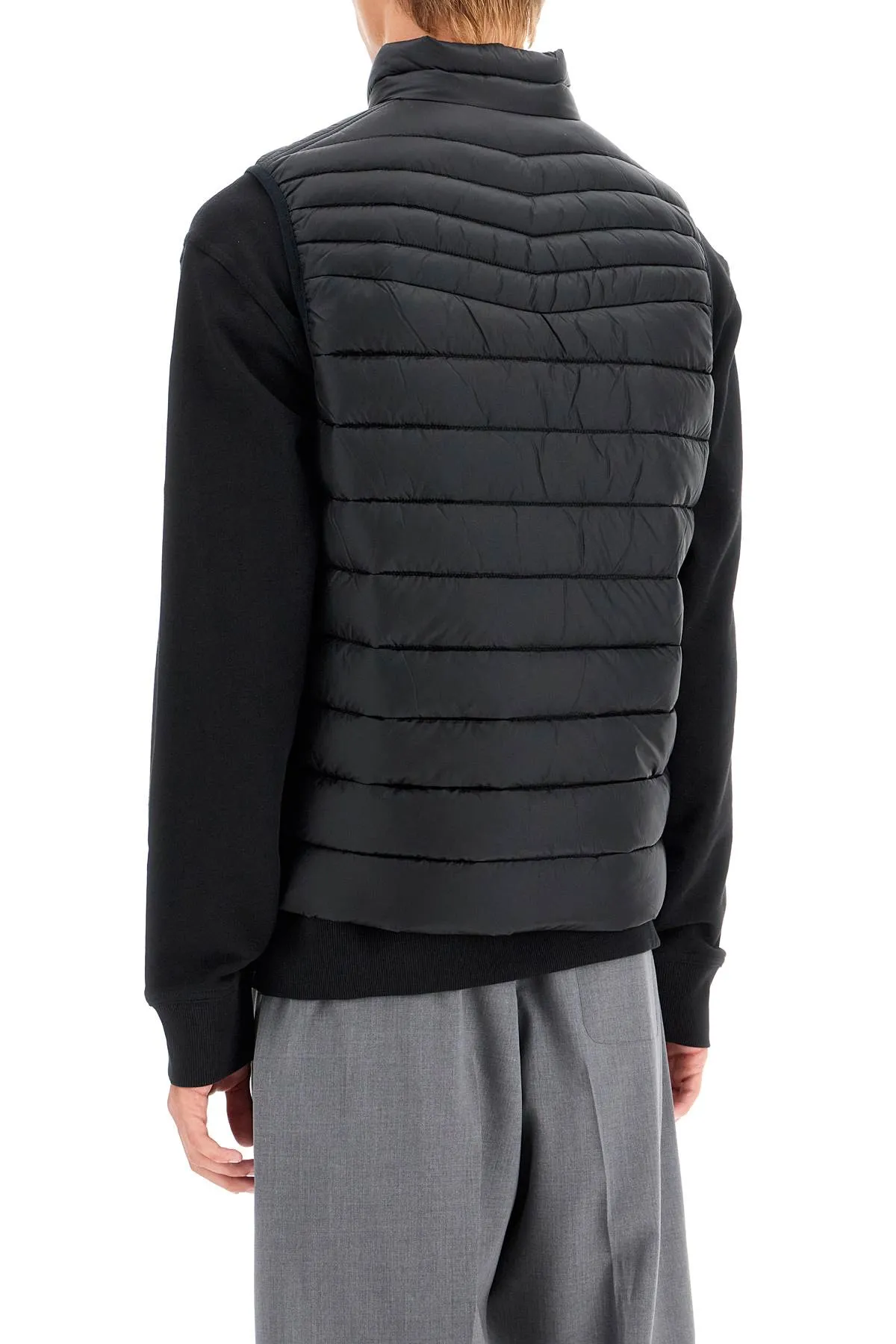 Quilted-Panel Stand-Collar Nylon Vest