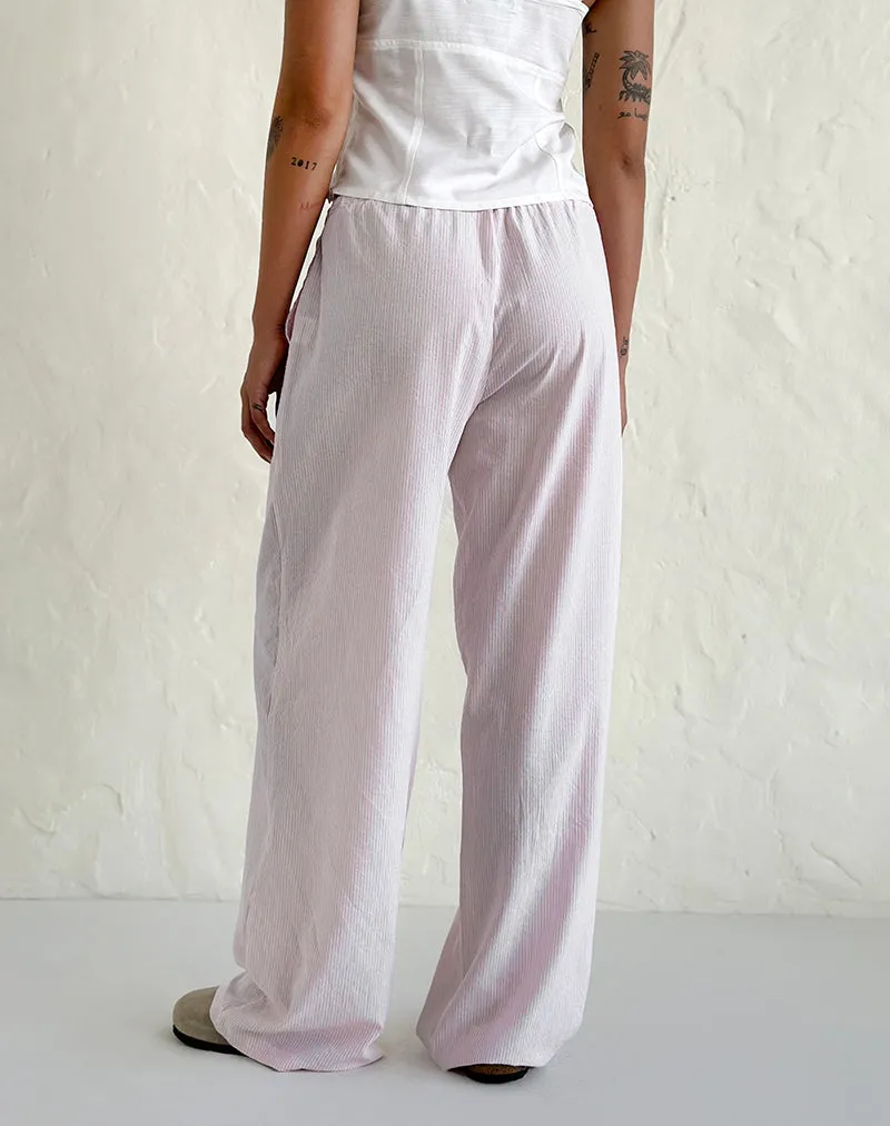 Samir Trouser in Cotton Pink Stripe