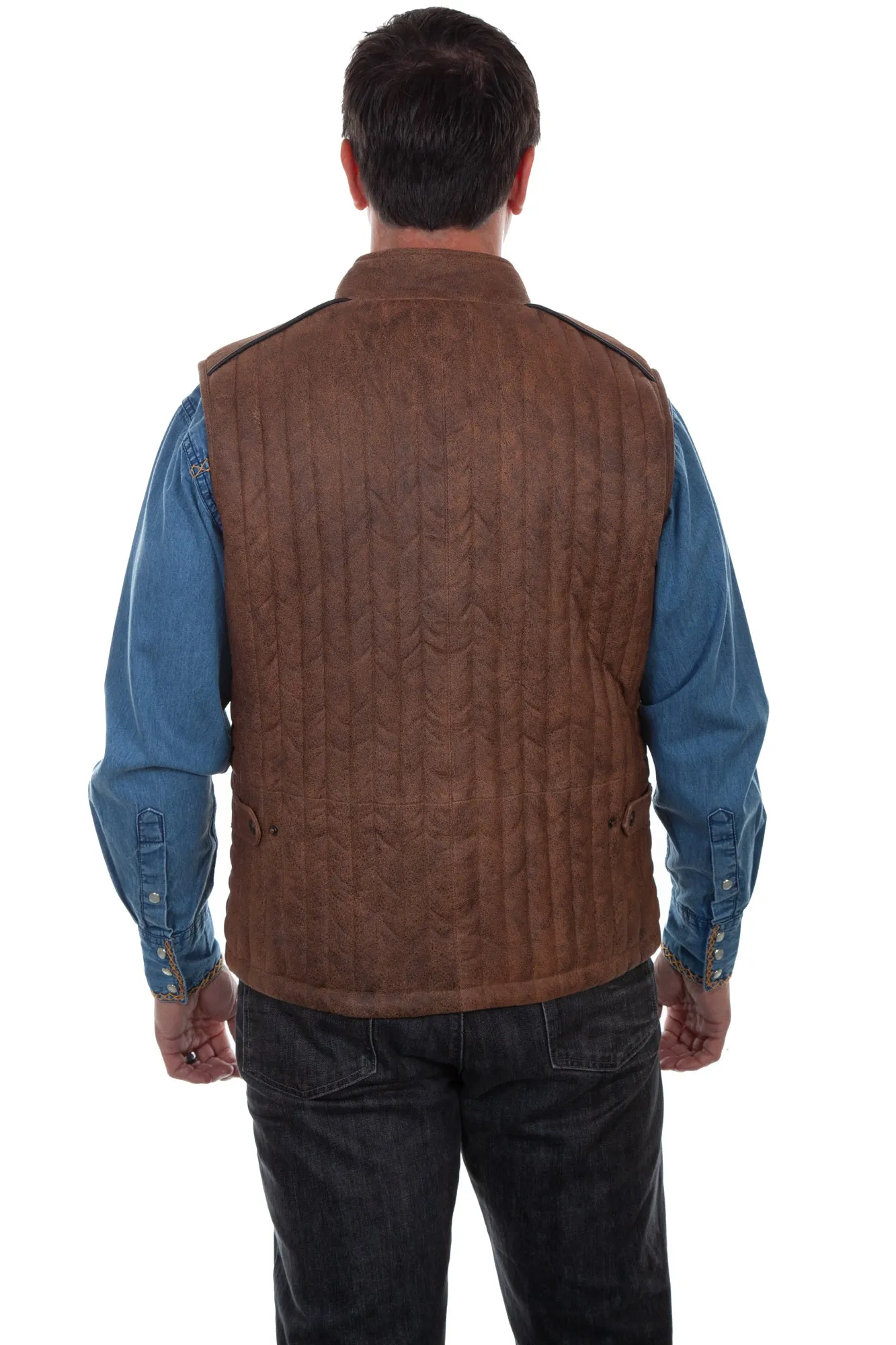 Scully Mens Brown Leather Two-Tone Vest