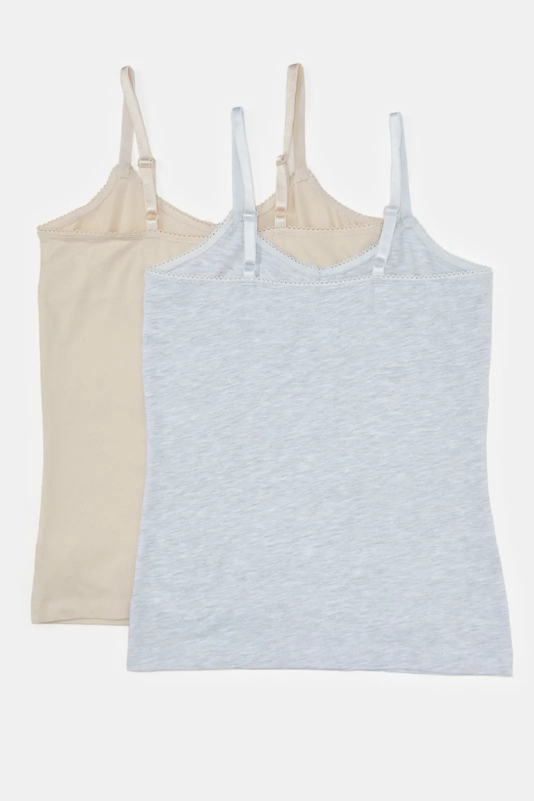 Senior Girls Beige And Grey Vest Set (Pack of 2)