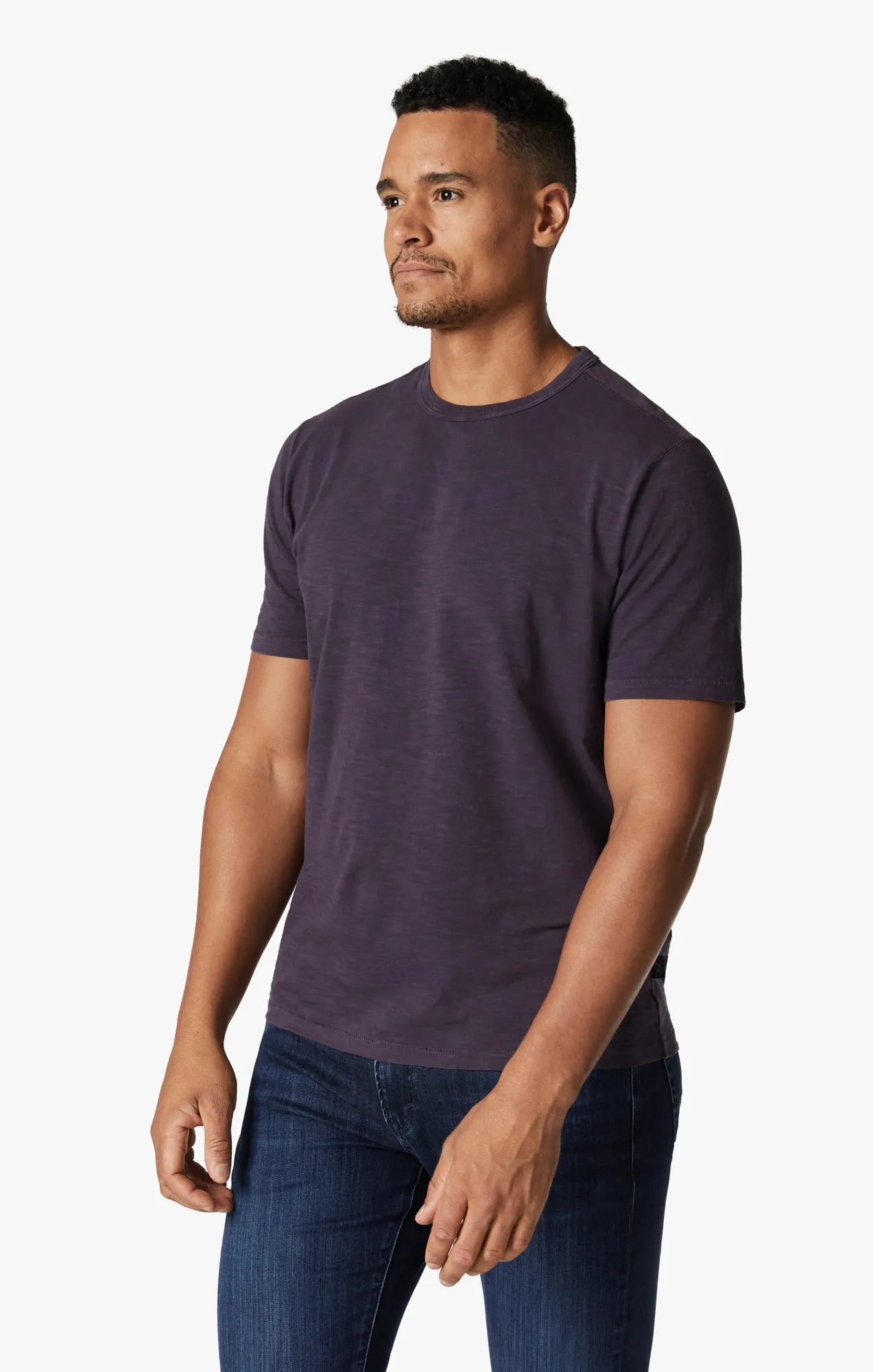 Slub Crew Neck T-Shirt In Sweet Grape