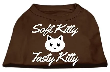 Softy Kitty, Tasty Kitty Screen Print Dog Shirt Brown Med (12)