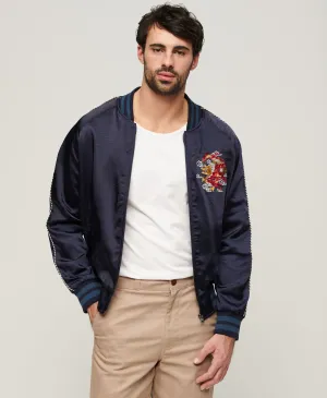 Sukajan Embroidered Bomber Jacket - Darkest Navy