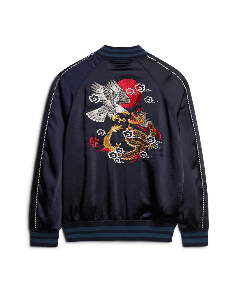 Sukajan Embroidered Bomber Jacket - Darkest Navy