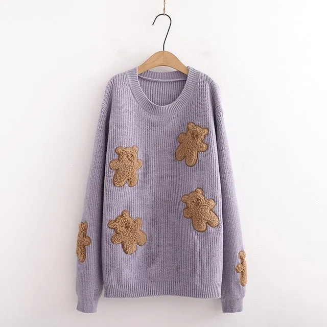 Teddy Bear Embroidered Sweater