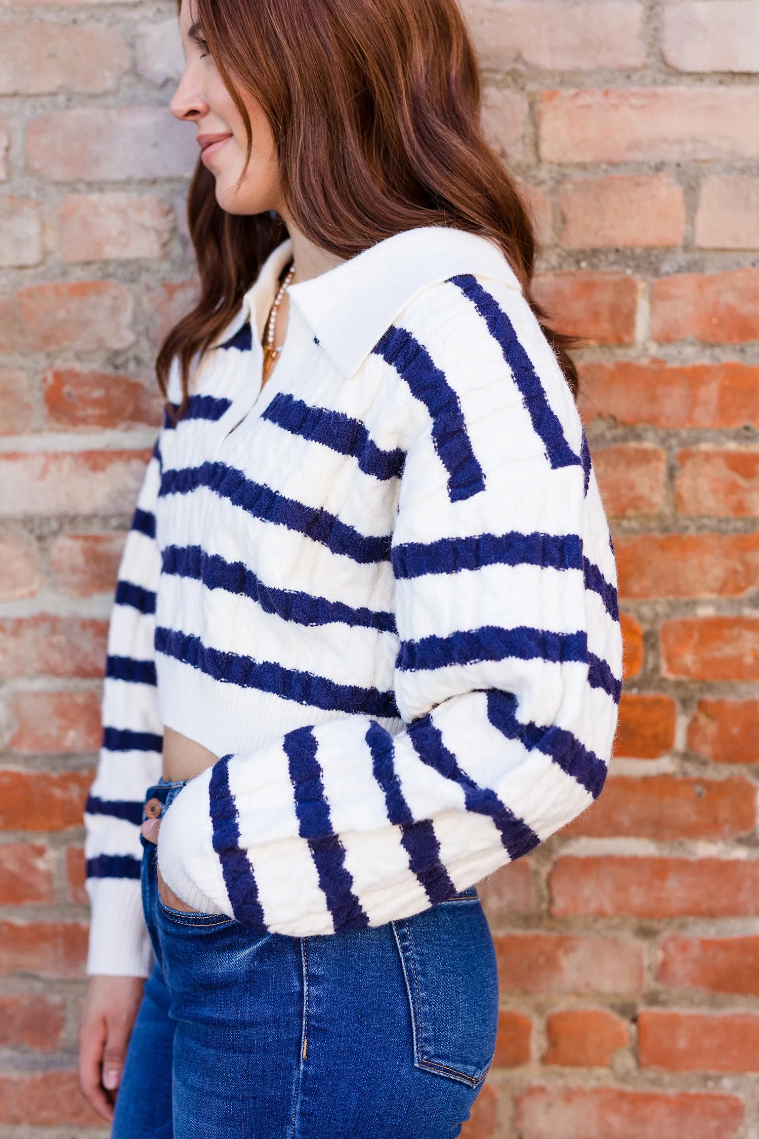 The Study Hall Striped Cropped Sweater