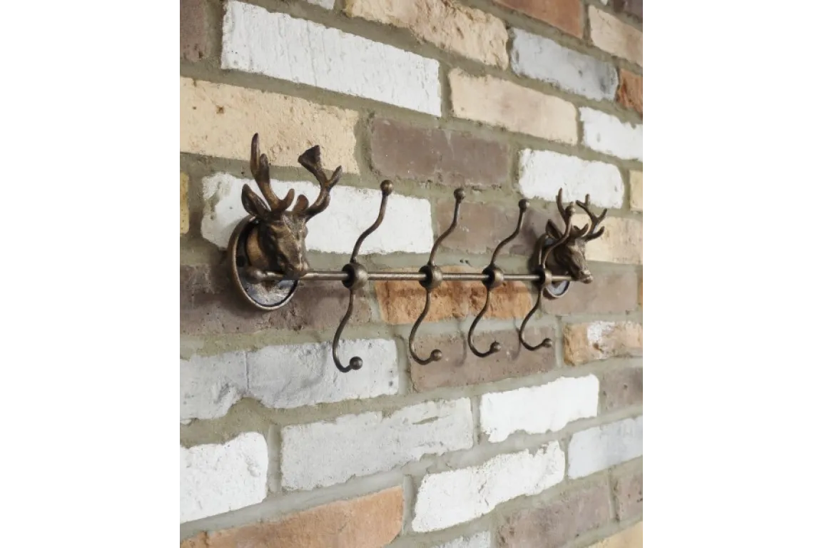 Vintage Style Stag Head Coat Rack with 4 Hook