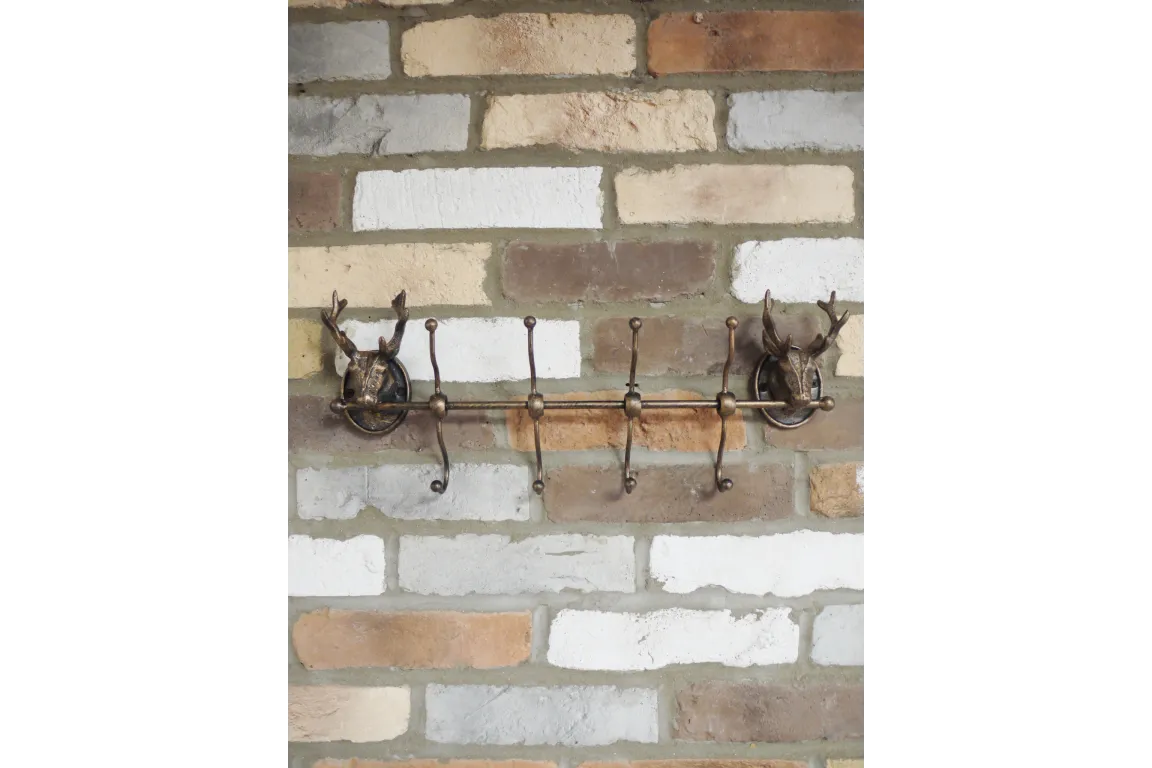 Vintage Style Stag Head Coat Rack with 4 Hook