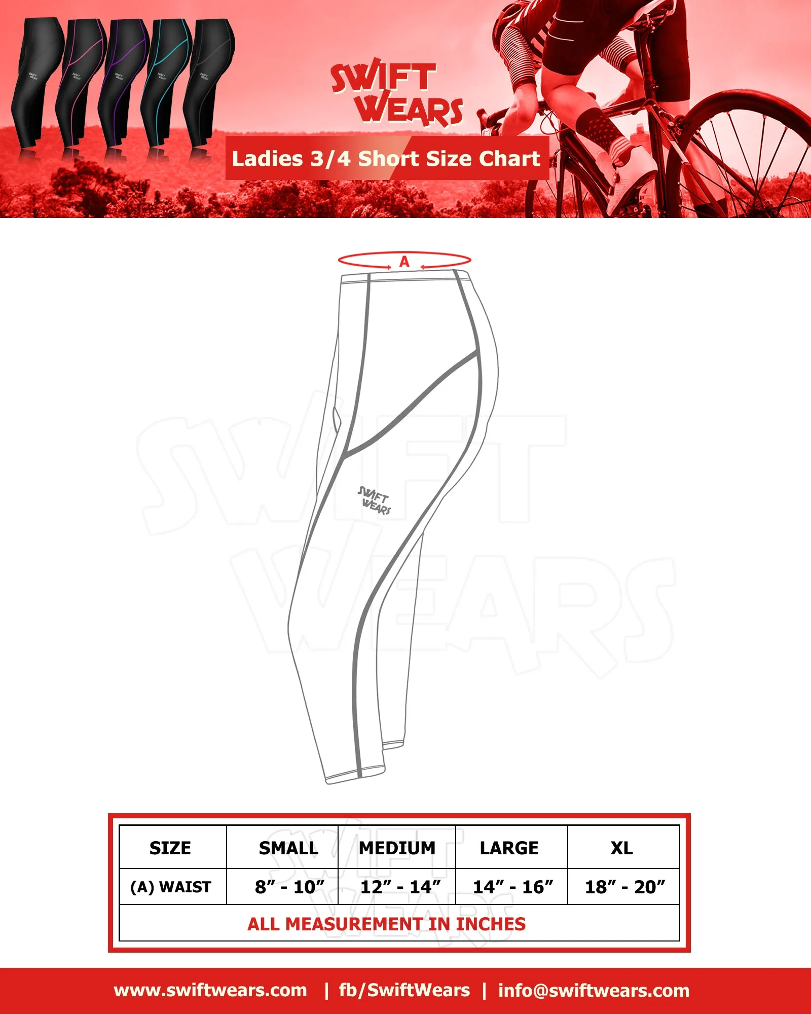 Women Cycling 3/4 Padded Legging