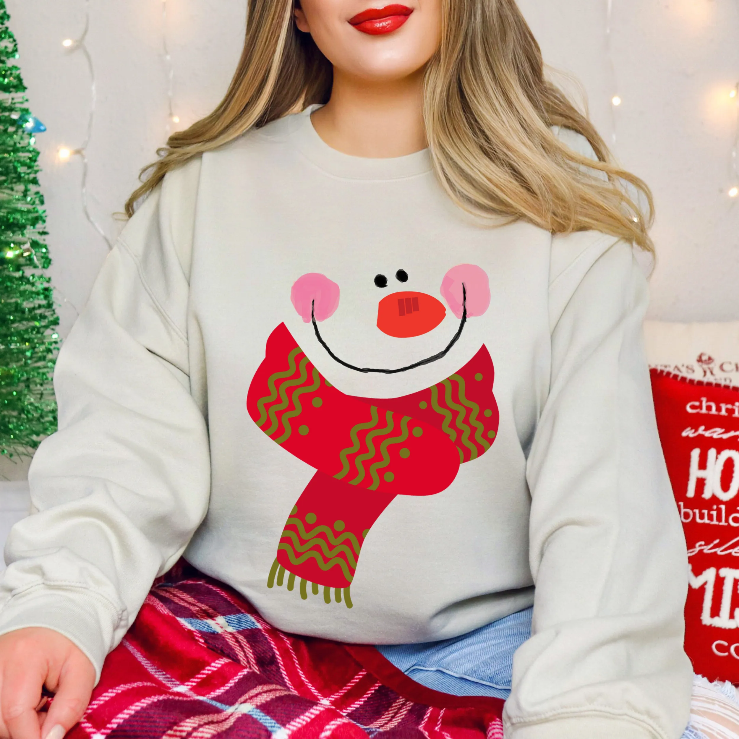 Women's Christmas Sweatshirt, Christmas Crewneck Cozy, Comfy Gildan Sweatshirt, Snowman Pullover, Cute Snowman Shirt, Five Colors