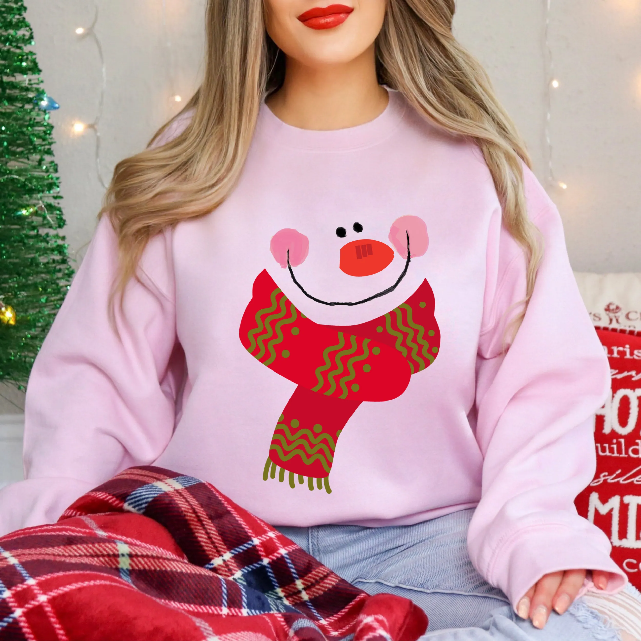 Women's Christmas Sweatshirt, Christmas Crewneck Cozy, Comfy Gildan Sweatshirt, Snowman Pullover, Cute Snowman Shirt, Five Colors